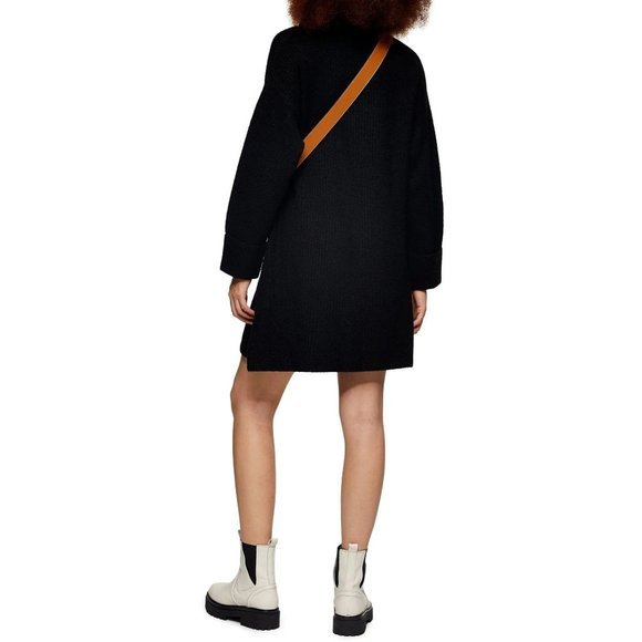 TOPSHOP Funnel Neck Sweater Dress in Black - Size Small 4-6 - Picture 2 of 4